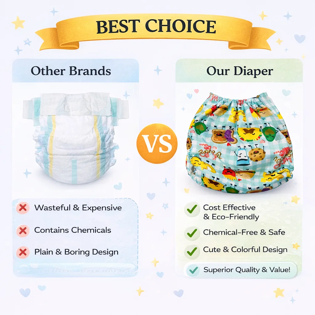 Qutoo Box Leakage Proof Reusable Funny Cartoon Print Baby Cloth Diaper with 5 Layer Soft Insert Pad | Adjustable & High Absorbent Washable Nappy | Black | 0–24 Months - Image 4