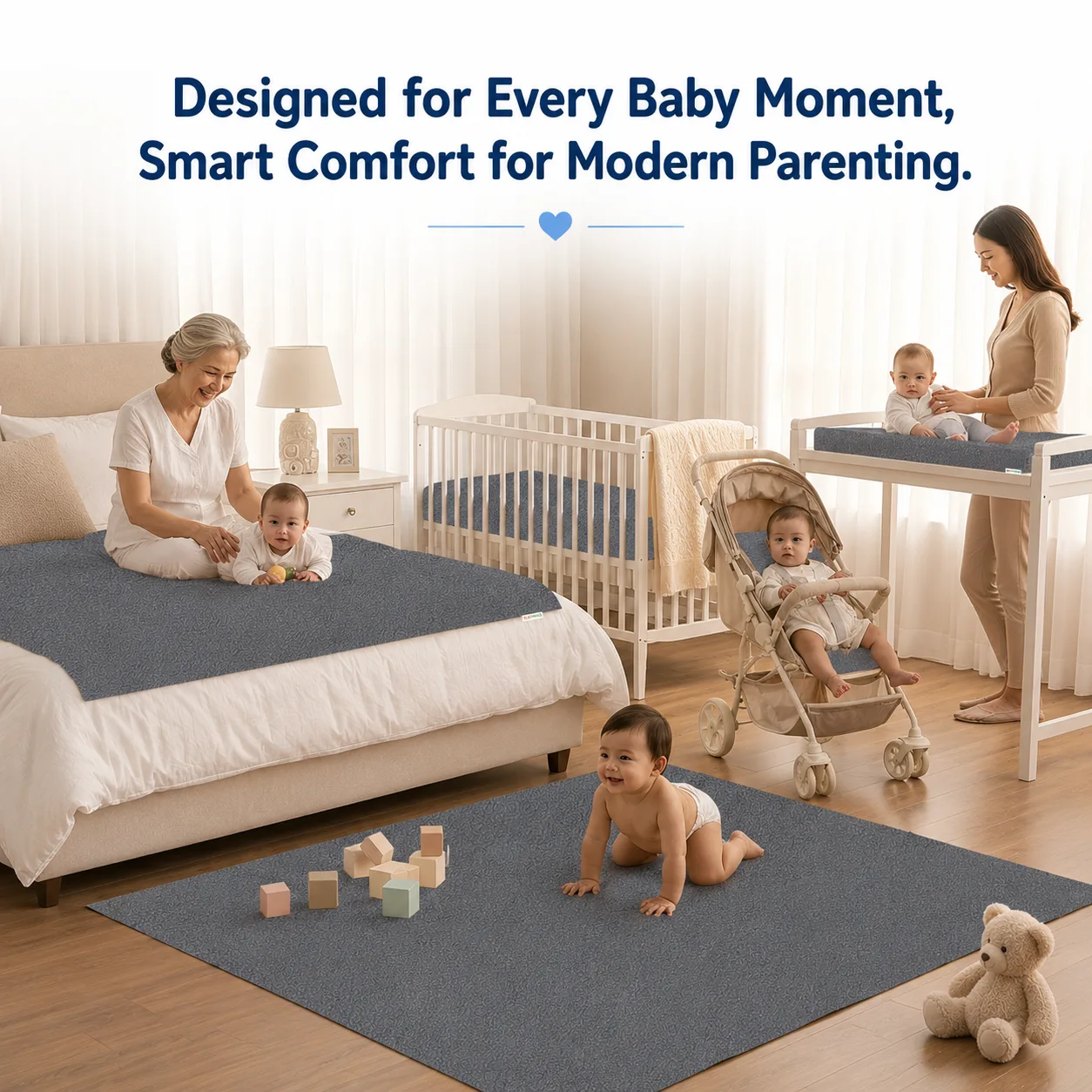 Qutoo Box Instadry Waterproof Baby Dry Sheet | Extra Absorbent Quick Dry Mattress Protector for Newborns (Small 50x70 cm, Pack of 4) - Image 3