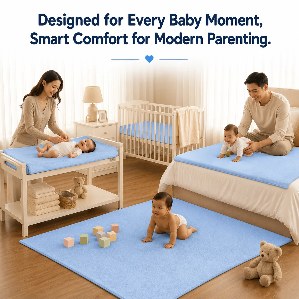 Qutoo Box Instadry Waterproof Baby Dry Sheet | Extra Absorbent Quick Dry Mattress Protector for Newborns (Small 50x70 cm, Sky Blue) - Image 3