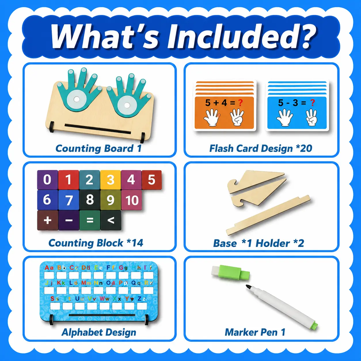 Qutoo Box Educational Math Learning Toy for Kids, Addition Subtraction Counting Alphabet Writing Skills Toy with Finger Counting Hands - Image 7