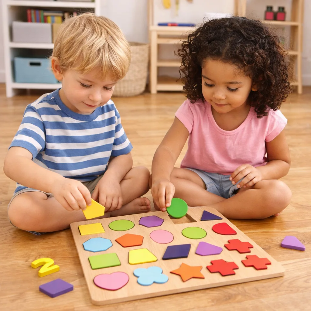 Qutoo Box Wooden Shapes Puzzle Toy for Kids 2+ Years - Image 2