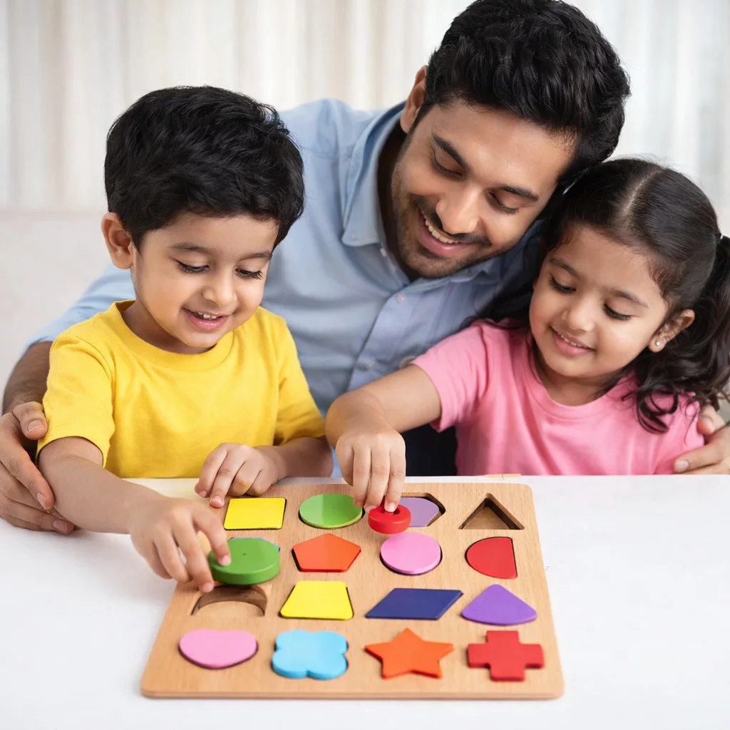 Qutoo Box Wooden Shapes Puzzle Toy for Kids 2+ Years - Image 3