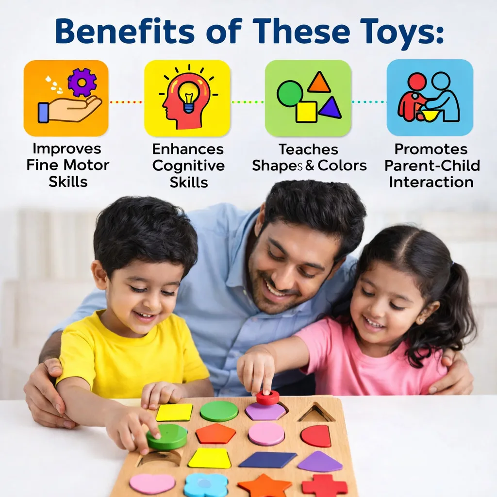 Qutoo Box Wooden Shapes Puzzle Toy for Kids 2+ Years - Image 5
