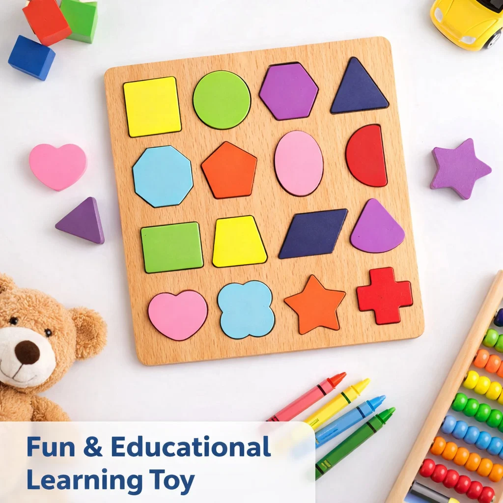 Qutoo Box Wooden Shapes Puzzle Toy for Kids 2+ Years - Image 7