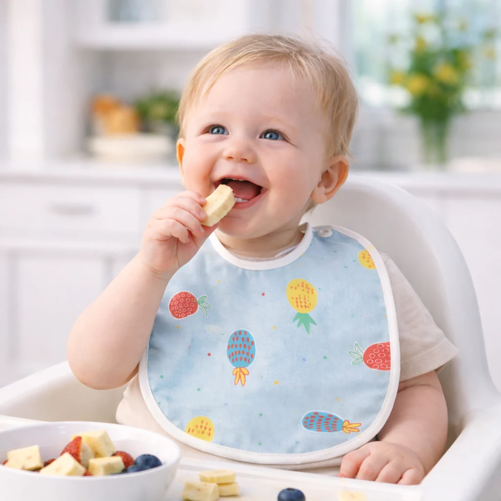 Qutoo Box Reusable Waterproof Baby Apron Bibs for 6–12 Months (Blue) - Image 3