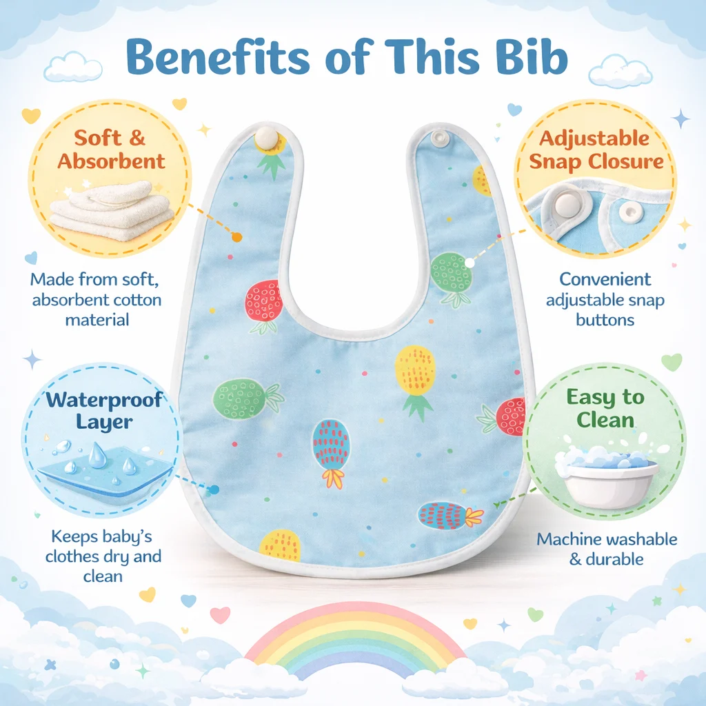Qutoo Box Reusable Waterproof Baby Apron Bibs for 6–12 Months (Blue) - Image 4