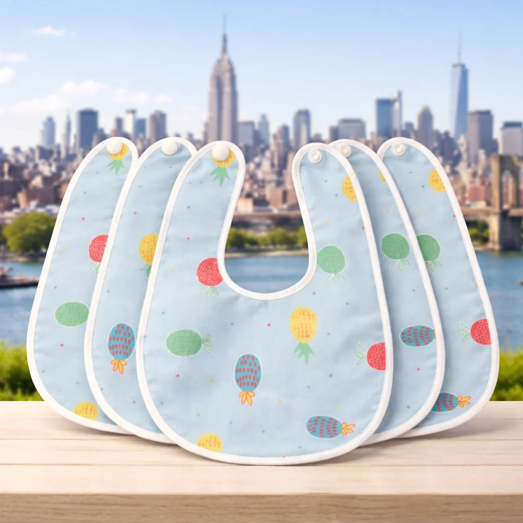 Qutoo Box Reusable Waterproof Baby Apron Bibs for 6–12 Months (Blue)