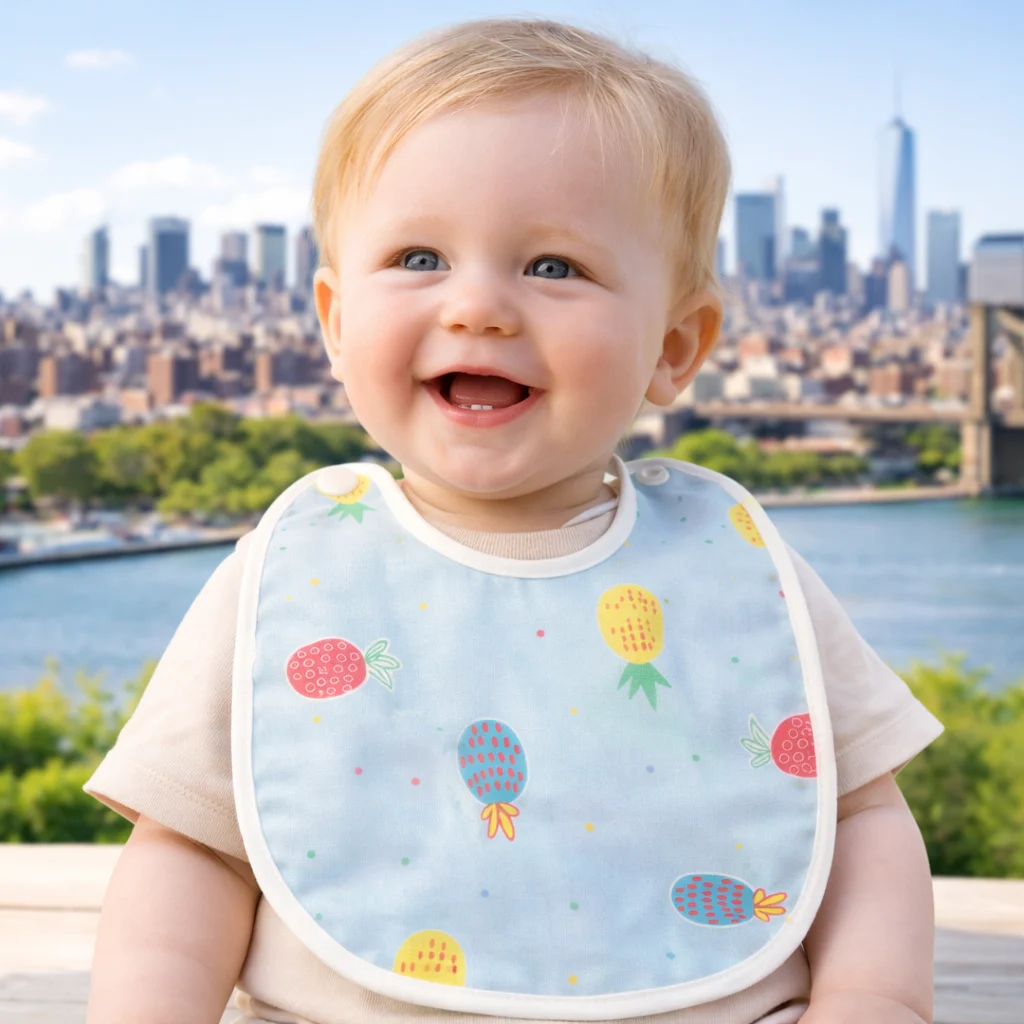 Qutoo Box Reusable Waterproof Baby Apron Bibs for 6–12 Months (Blue) - Image 7