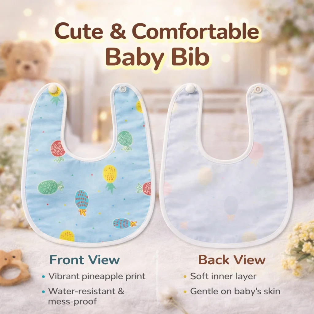 Qutoo Box Reusable Waterproof Baby Apron Bibs for 6–12 Months (Blue) - Image 5