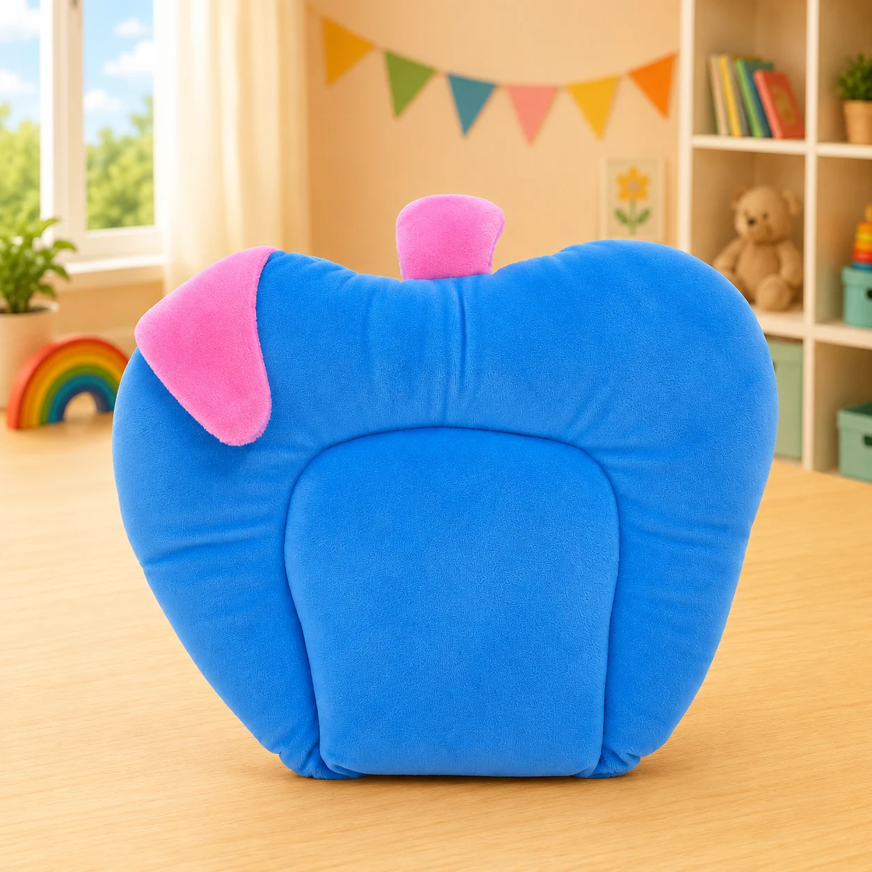Qutoo Box Mustard Seed Pillow for Newborn Baby | 100% Natural Rai Seed Round Head Shaping Pillow for Infants 0-6 Months (Blue)