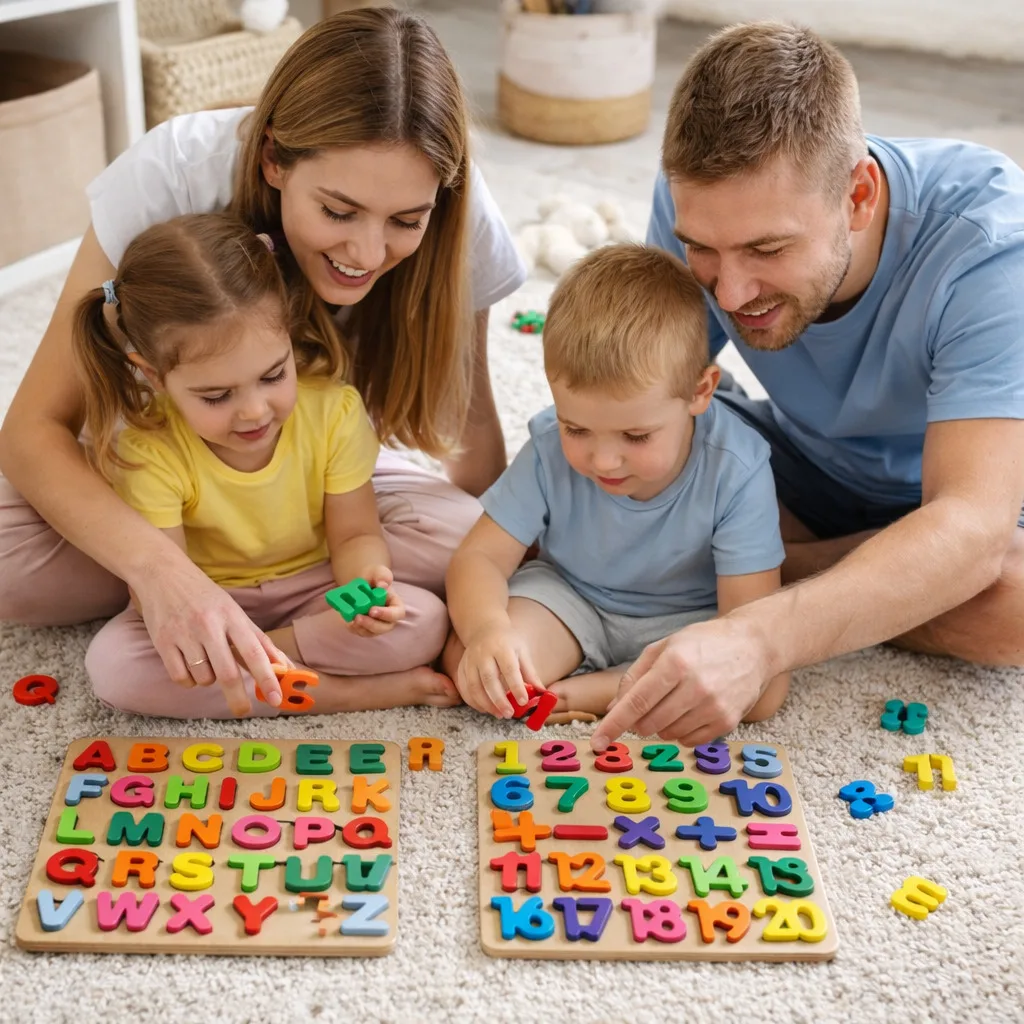 Qutoo Box Wooden Alphabet & Number Puzzle for Kids - Image 2