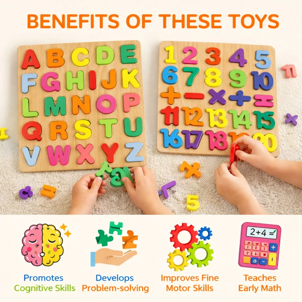 Qutoo Box Wooden Alphabet & Number Puzzle for Kids - Image 3