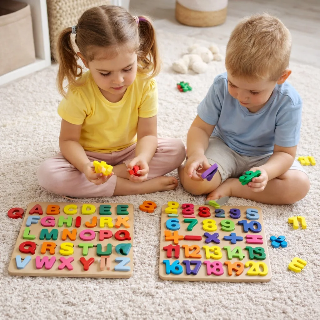 Qutoo Box Wooden Alphabet & Number Puzzle for Kids - Image 4
